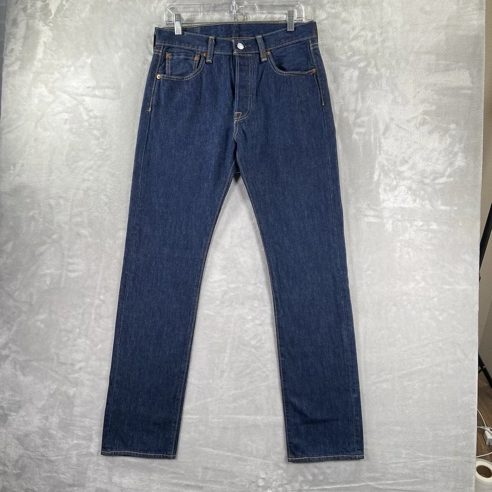 Levi's 501 Jeans Mens 30x32 Original Straight Leg Button Fly Dark Blue Denim